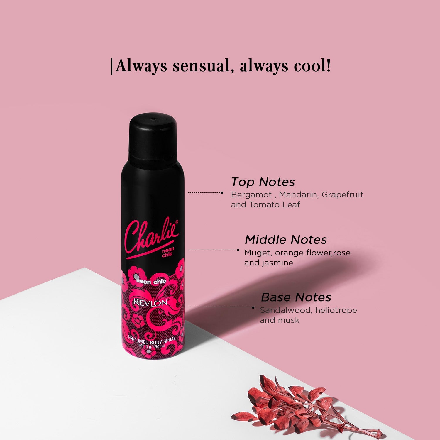 Revlon Charlie Neon Chic Perfumed Body Spray, 150ml - Image 2 - Buy from Indicrest