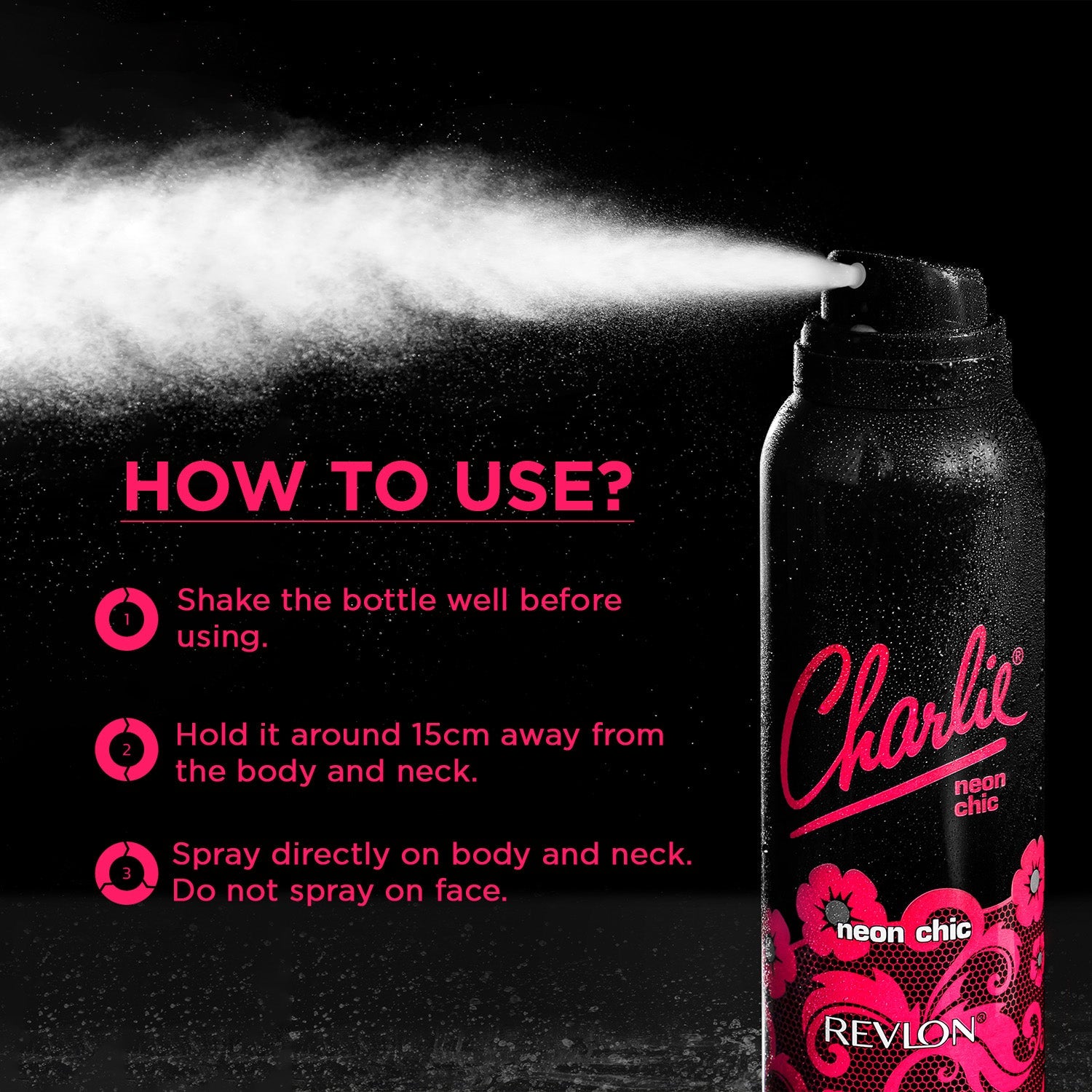 Revlon Charlie Neon Chic Perfumed Body Spray, 150ml - Image 5 - Buy from Indicrest