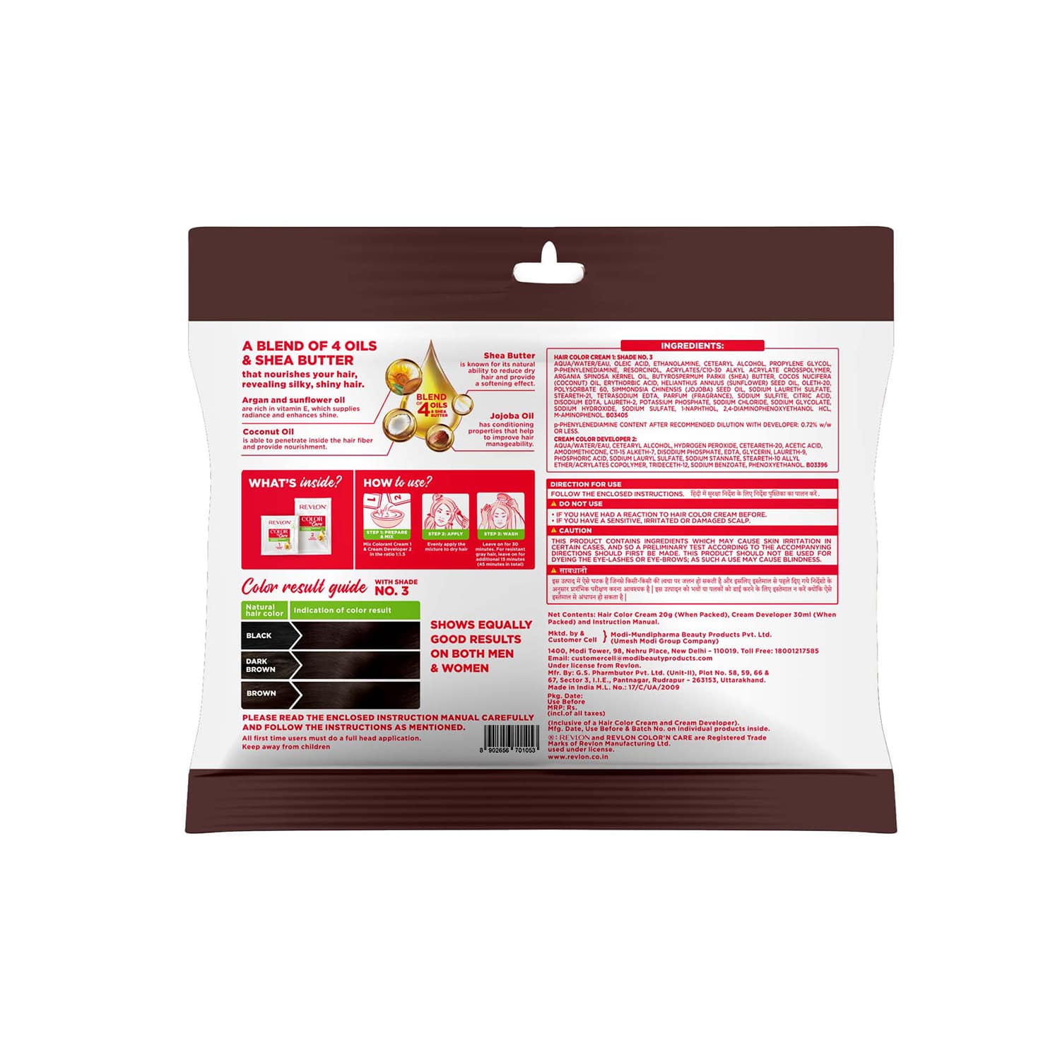 Revlon Color N Care Hair Color Sachet, 3 Darkest Brown - Image 4 - Buy from Indicrest