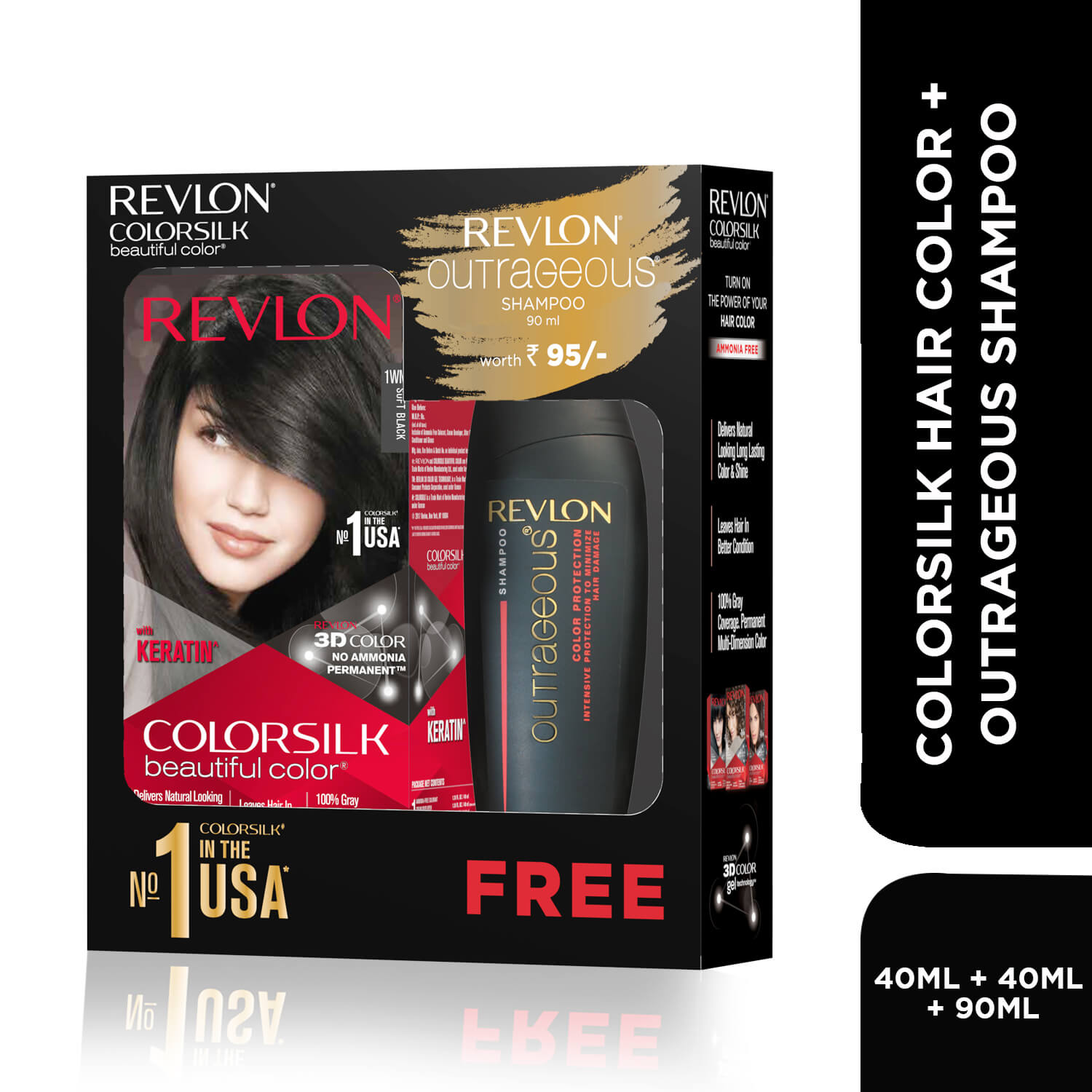 Revlon Colorsilk Beautiful Color + Outrageous Shampoo, 2N Brown Black + Shampoo, 90ml - Image 11 - Buy from Indicrest