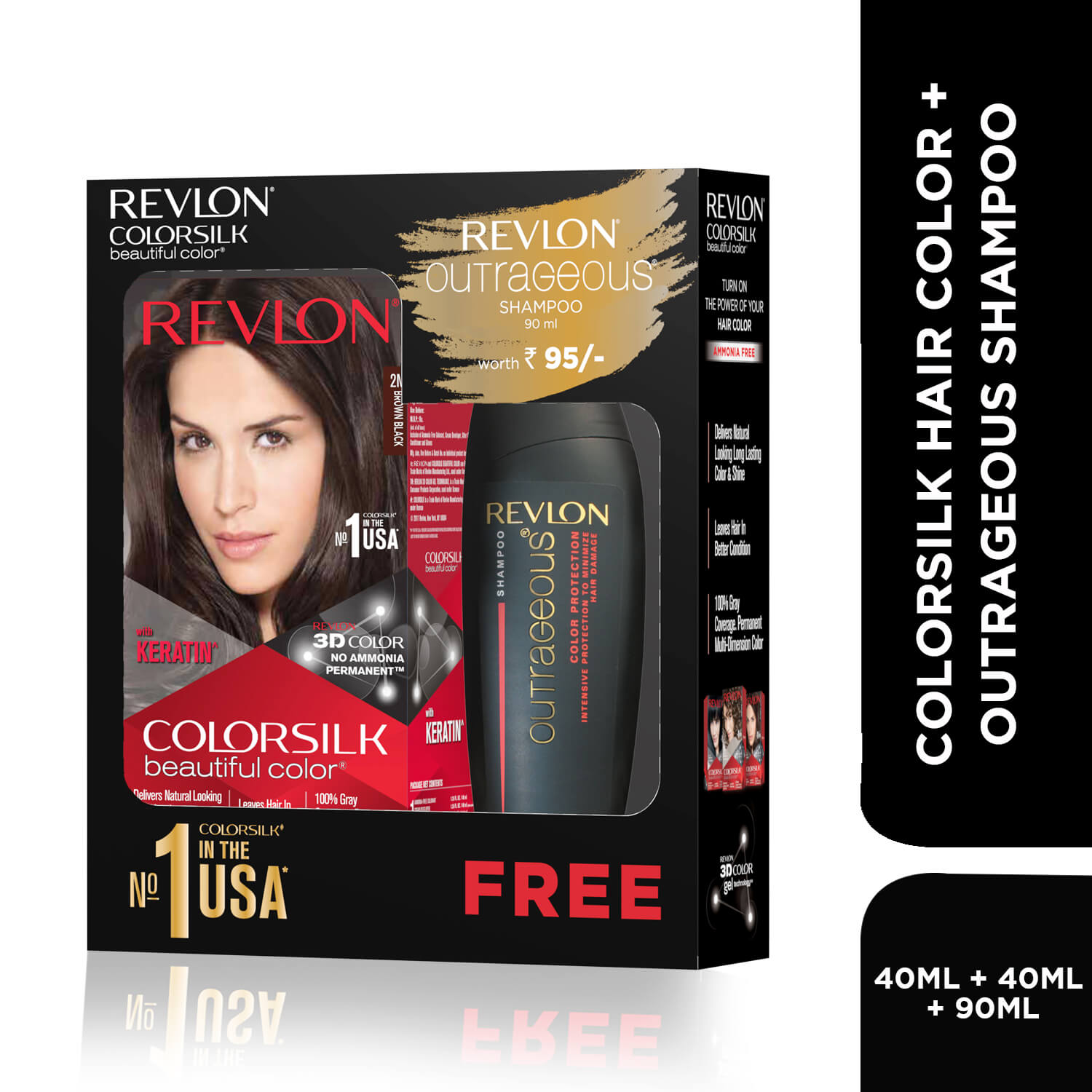 Revlon Colorsilk Beautiful Color + Outrageous Shampoo, 2N Brown Black + Shampoo, 90ml - Image 17 - Buy from Indicrest