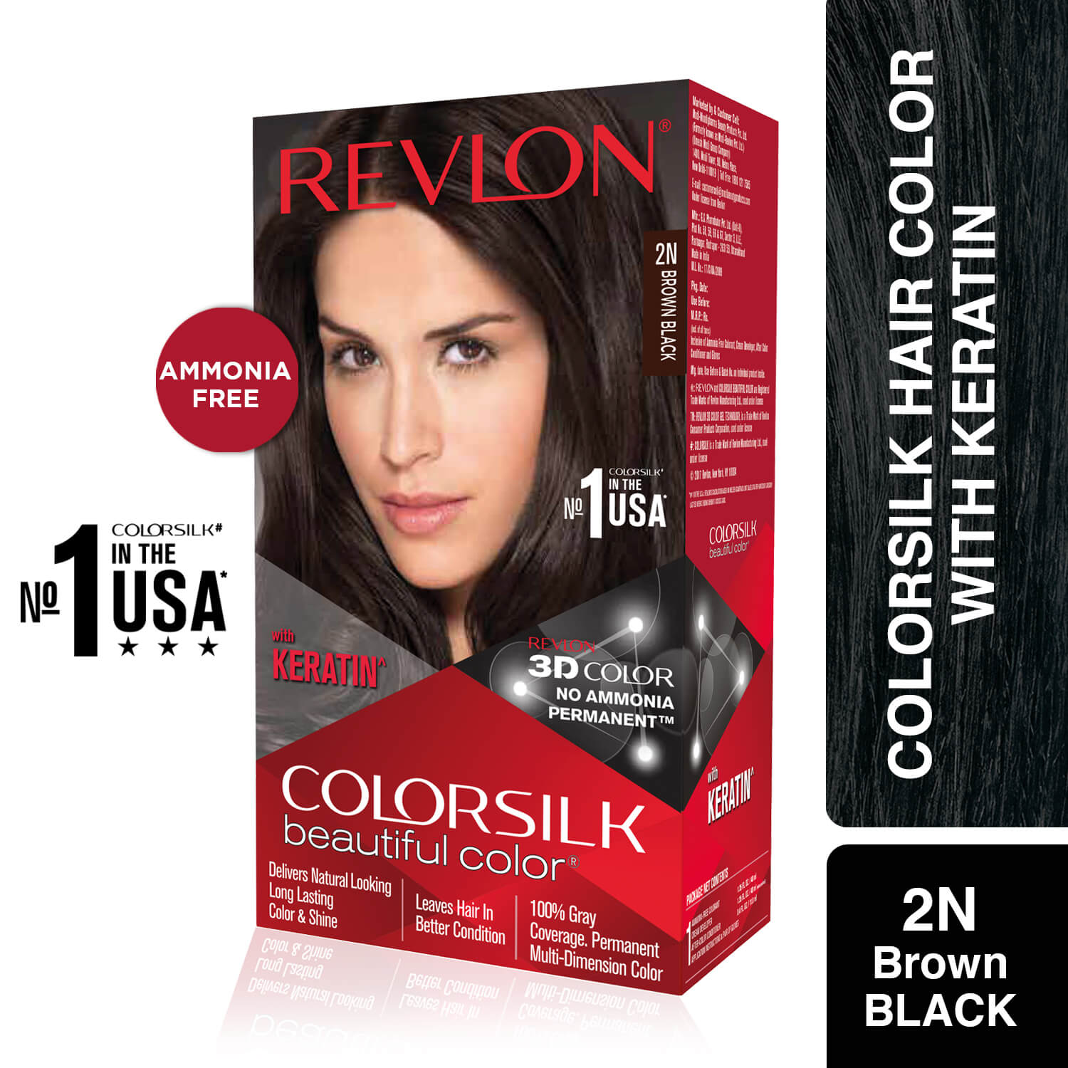 Revlon Colorsilk Beautiful Color + Outrageous Shampoo, 2N Brown Black + Shampoo, 90ml - Image 18 - Buy from Indicrest