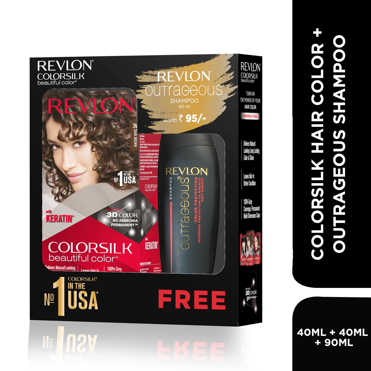Revlon Colorsilk Beautiful Color + Outrageous Shampoo, 4N Medium Brown + Shampoo, 90ml - Image 23 - Buy from Indicrest