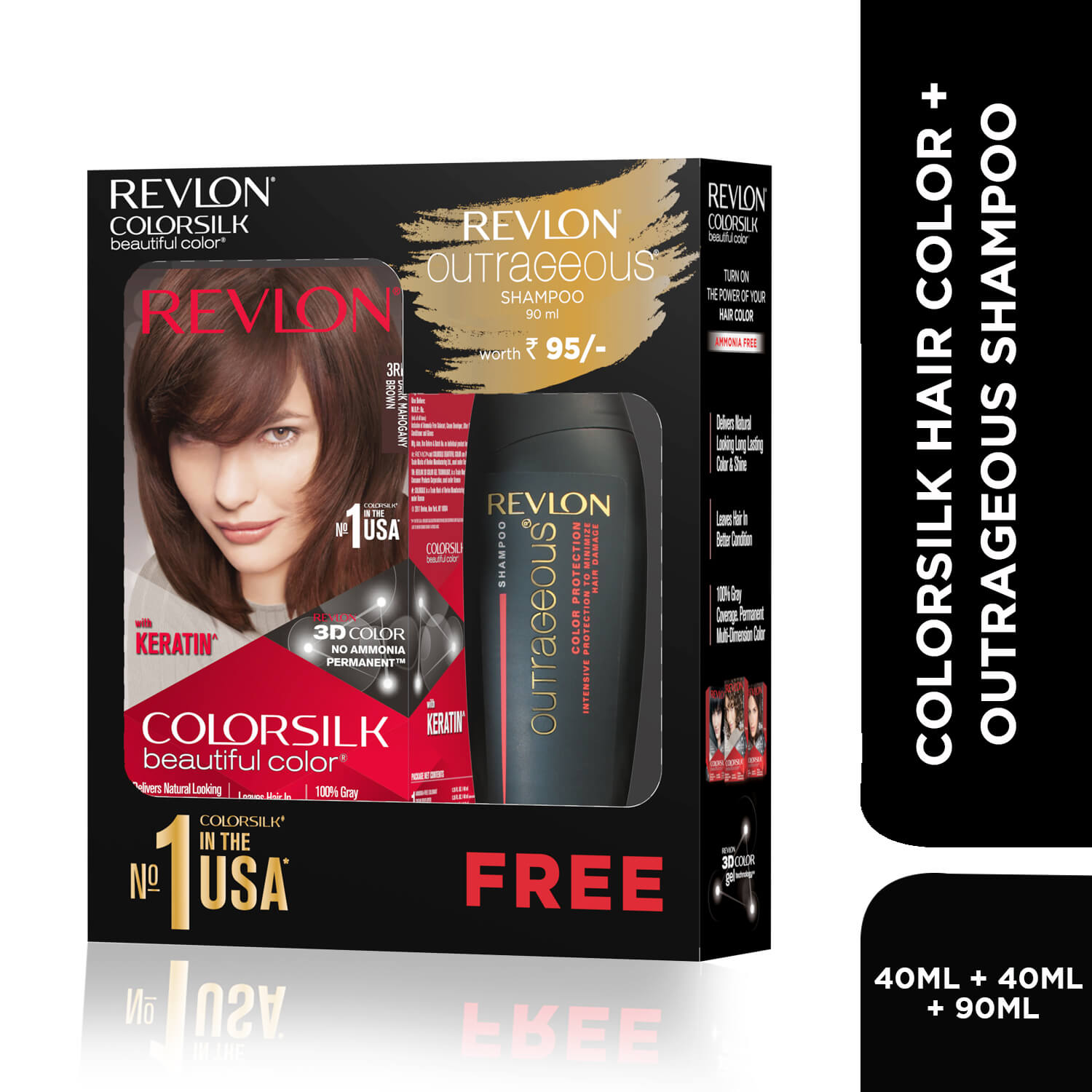 Revlon Colorsilk Beautiful Color + Outrageous Shampoo, 2N Brown Black + Shampoo, 90ml - Image 28 - Buy from Indicrest