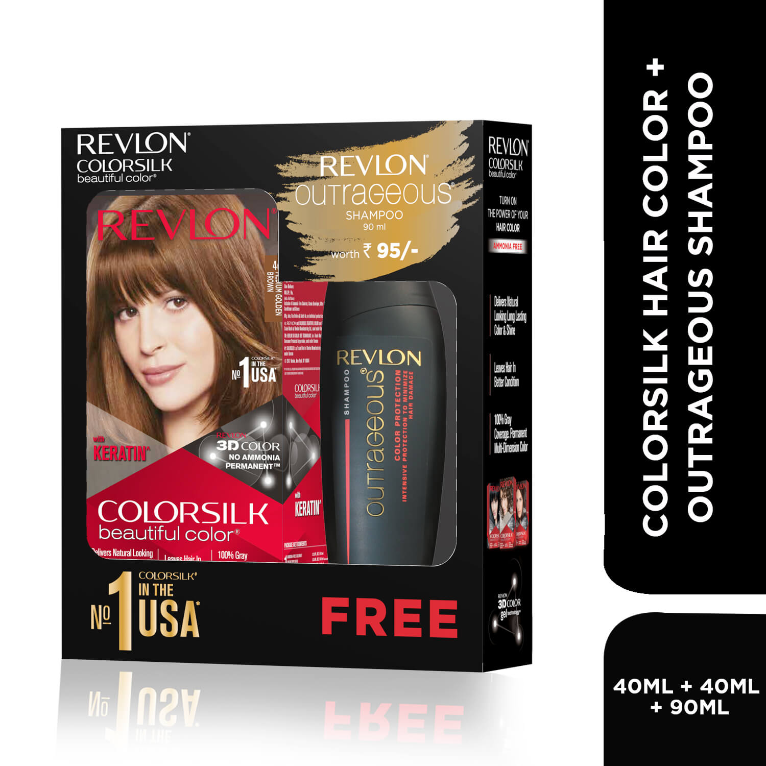 Revlon Colorsilk Beautiful Color + Outrageous Shampoo, 3RB Dark Mahogany Brown + Shampoo, 90ml - Image 48 - Buy from Indicrest