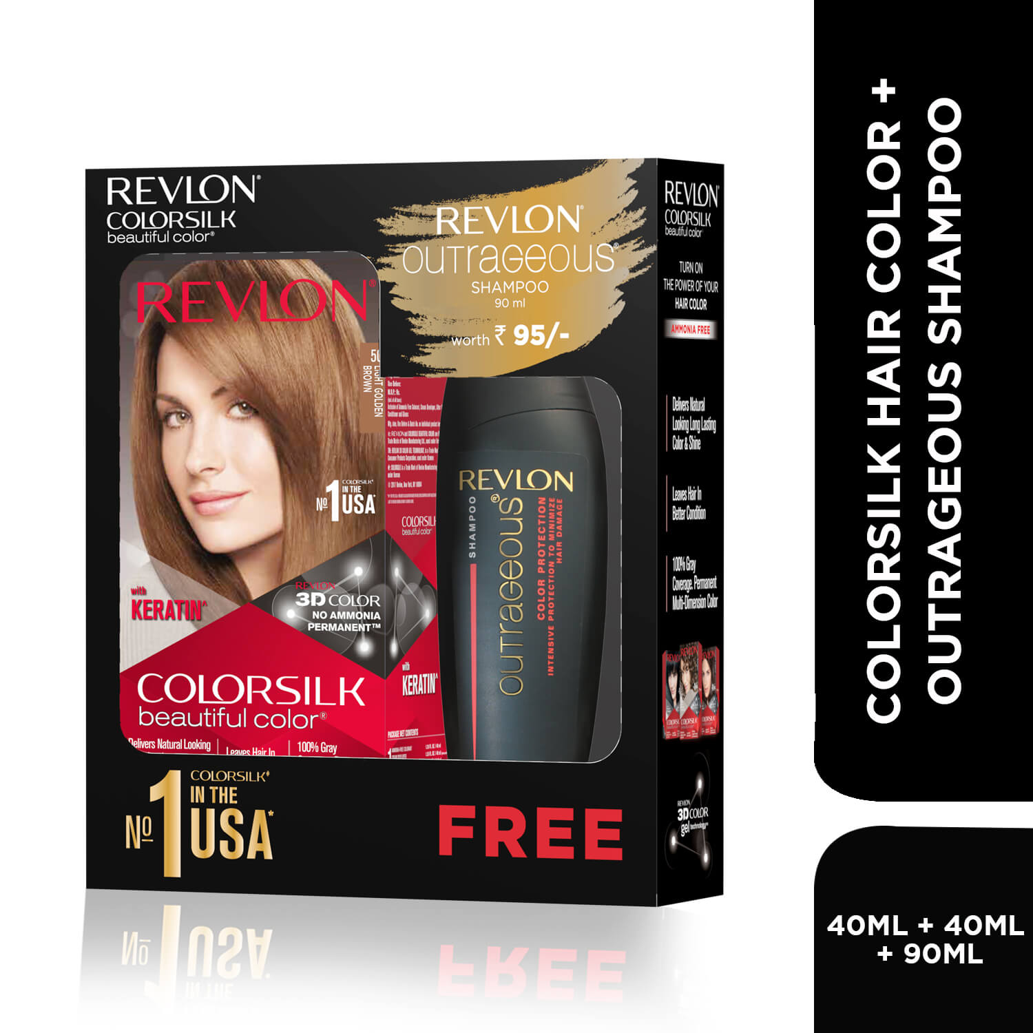 Revlon Colorsilk Beautiful Color + Outrageous Shampoo, 2N Brown Black + Shampoo, 90ml - Image 55 - Buy from Indicrest