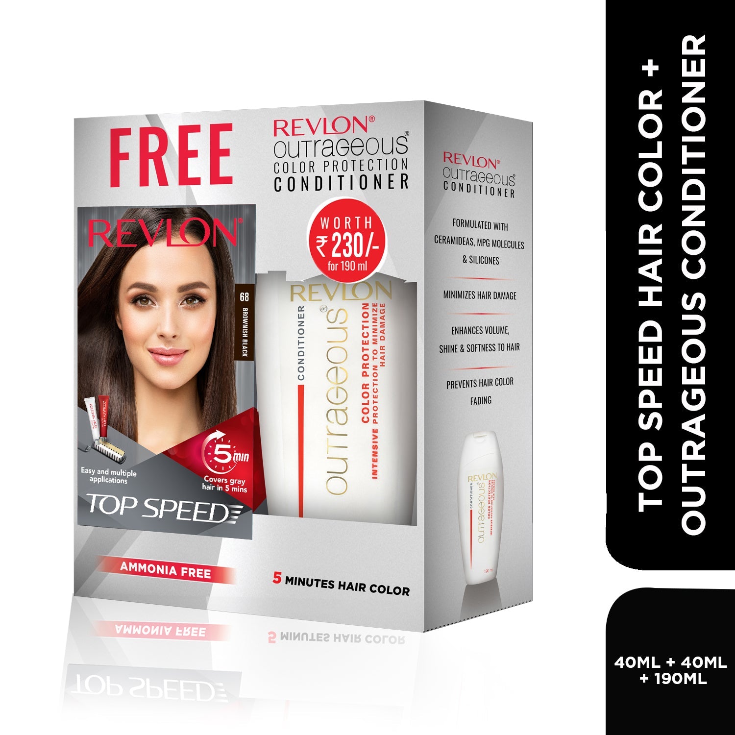Revlon Top Speed Woman with Outrageous Conditioner 190ml, Natural Black 70 - Image 10 - Buy from Indicrest