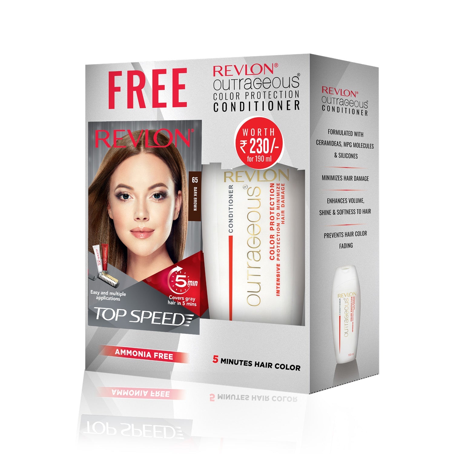 Revlon Top Speed Woman with Outrageous Conditioner 190ml, Dark Brown 65 - Buy from Indicrest