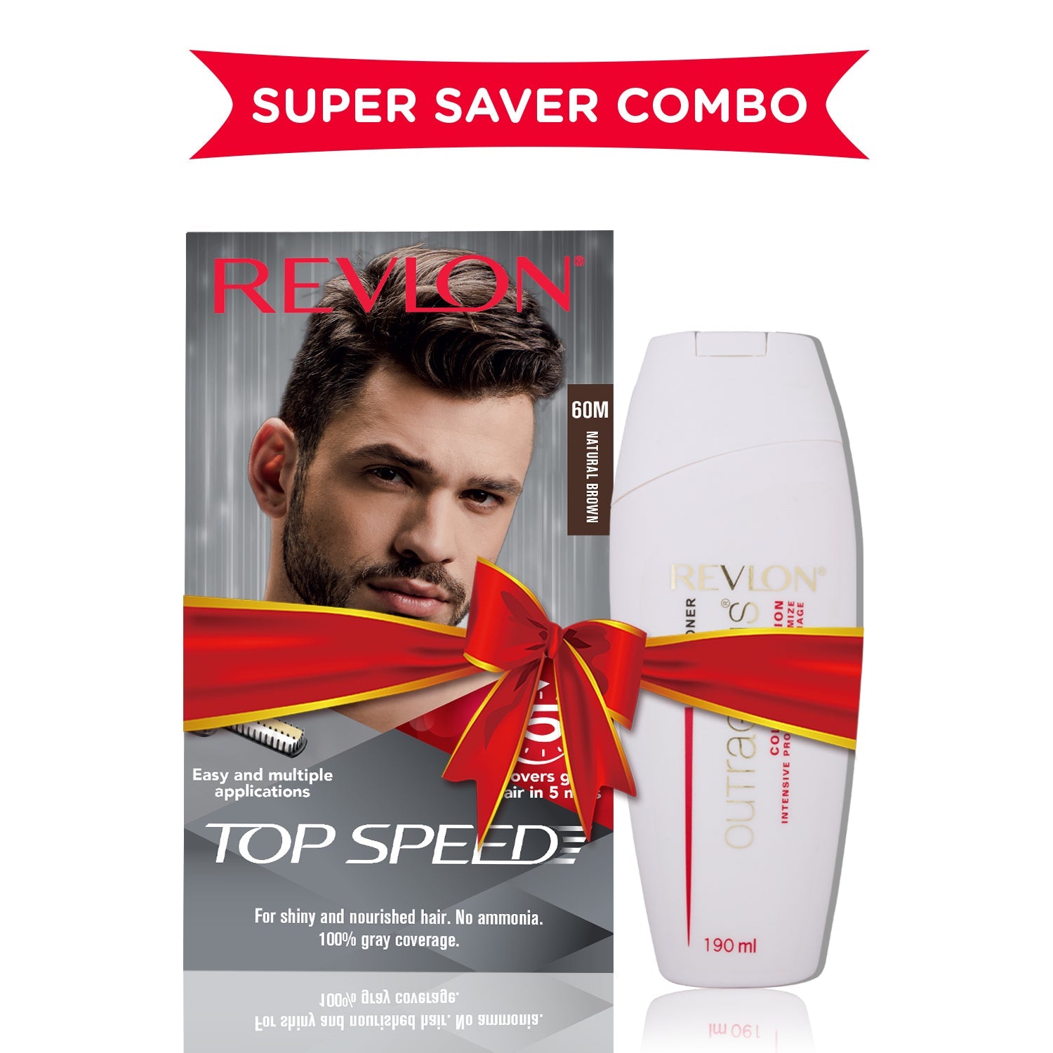 Revlon Top Speed Hair Color for Men with Outrageous Conditioner 190ml, Natural Black 70M + Conditioner, 190ml - Image 18 - Buy from Indicrest