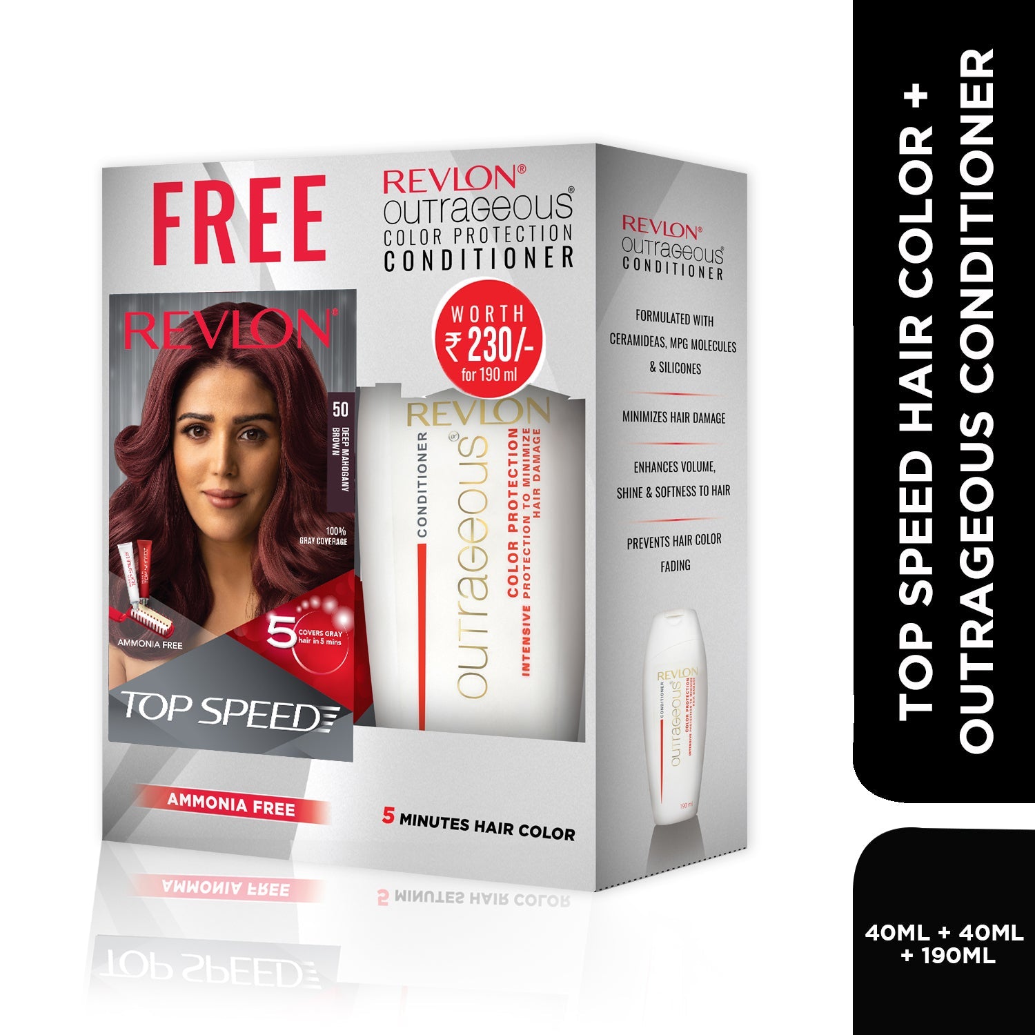 Revlon Top Speed Woman with Outrageous Conditioner 190ml, Deep Mahogany Brown 50 - Image 31 - Buy from Indicrest