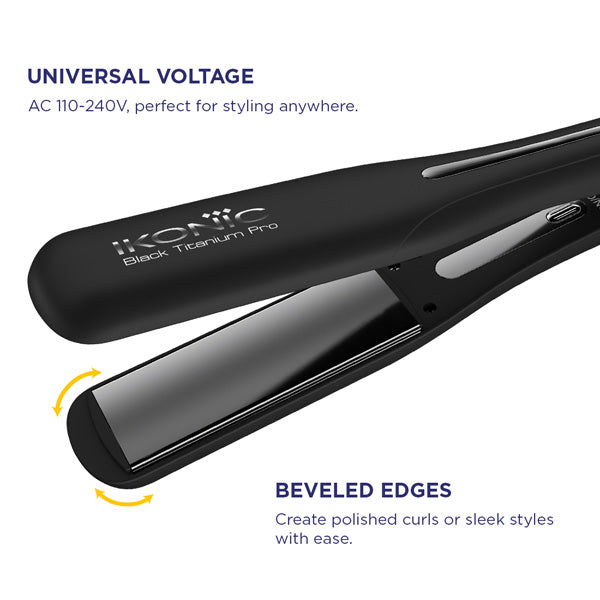 Ikonic Professional Black Titanium Pro Hair Straightener