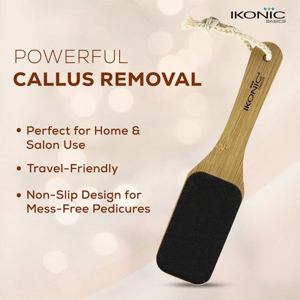 Ikonic Basics Sided Sand Bamboo Foot Scraper IKB-758C