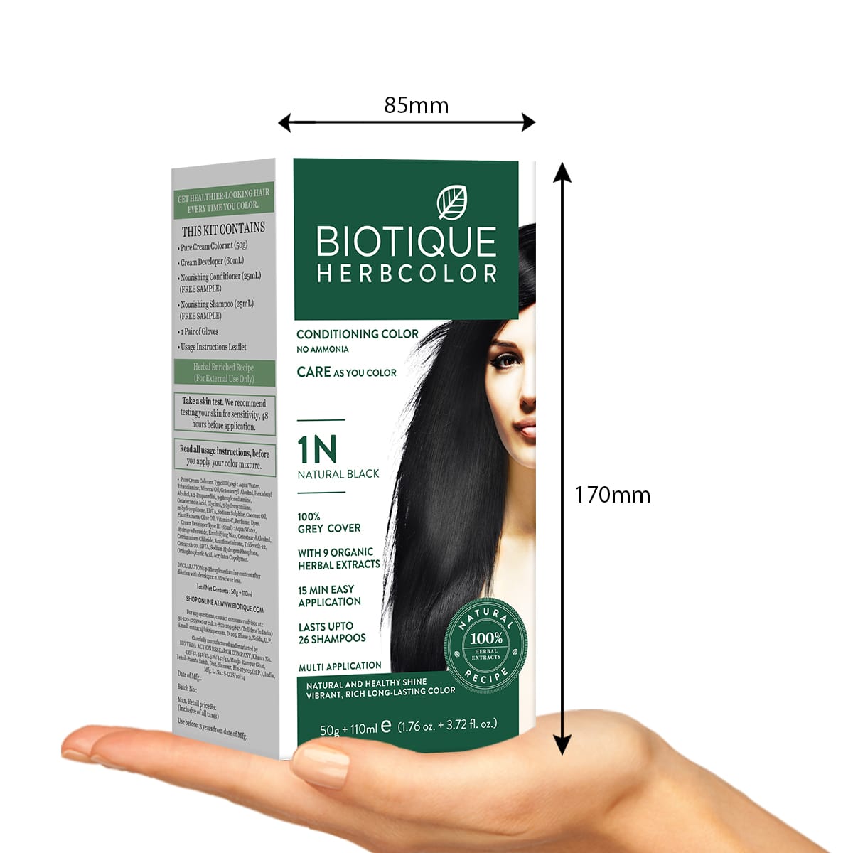 Biotique Herbcolor 4N Brown, 60g + 140ml - Image 3 - Buy from Indicrest