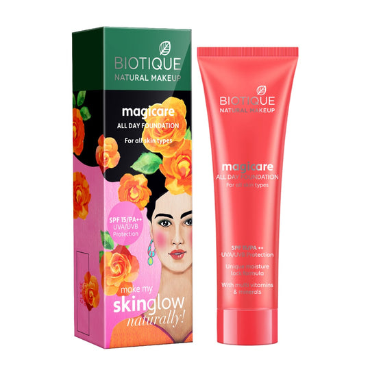 Biotique Natural Makeup Magicare All Day Foundation, Shell (SEASHELL), 30ml - Buy from Indicrest