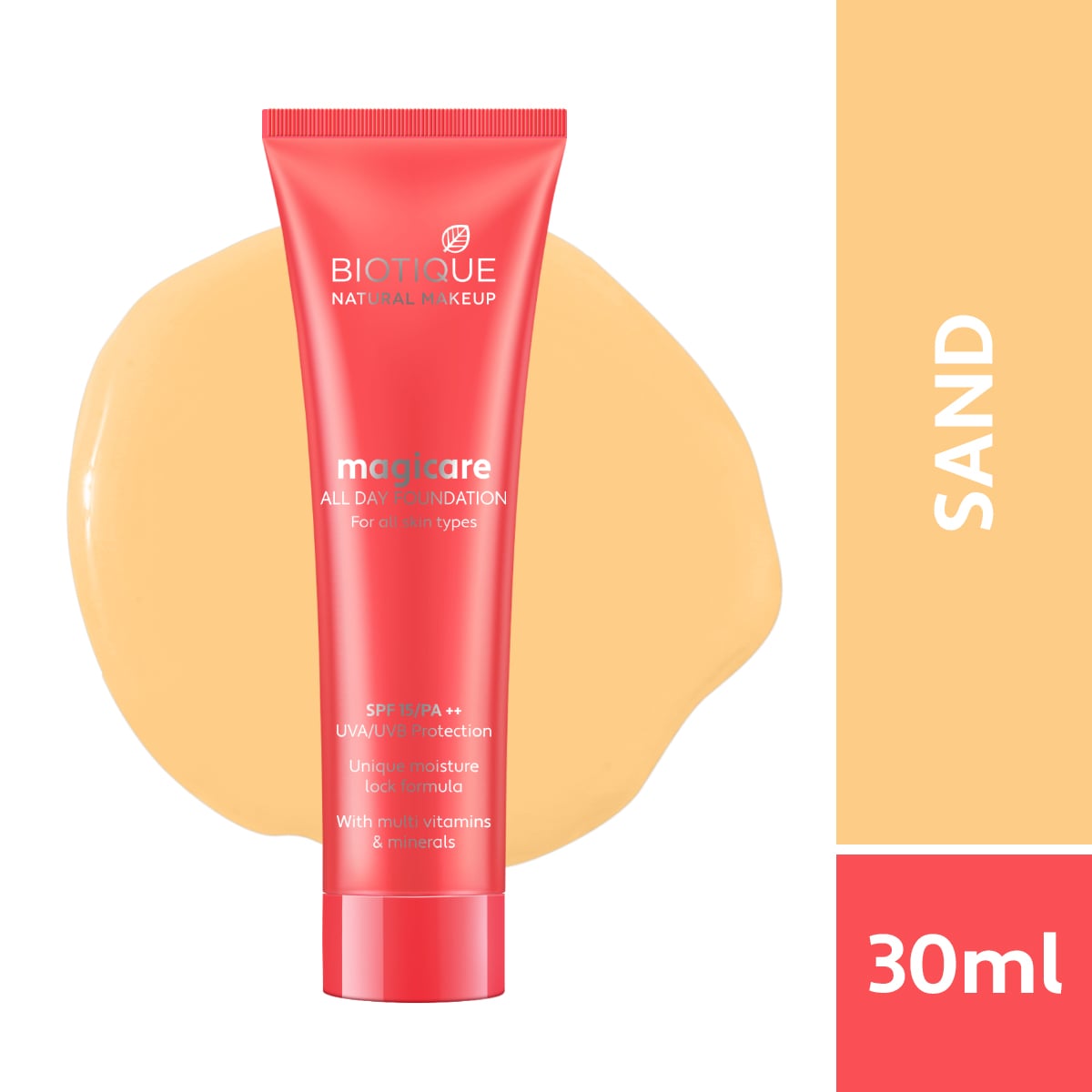 Biotique Natural Makeup Magicare All Day Foundation, Gypsum, 30ml - Image 3 - Buy from Indicrest