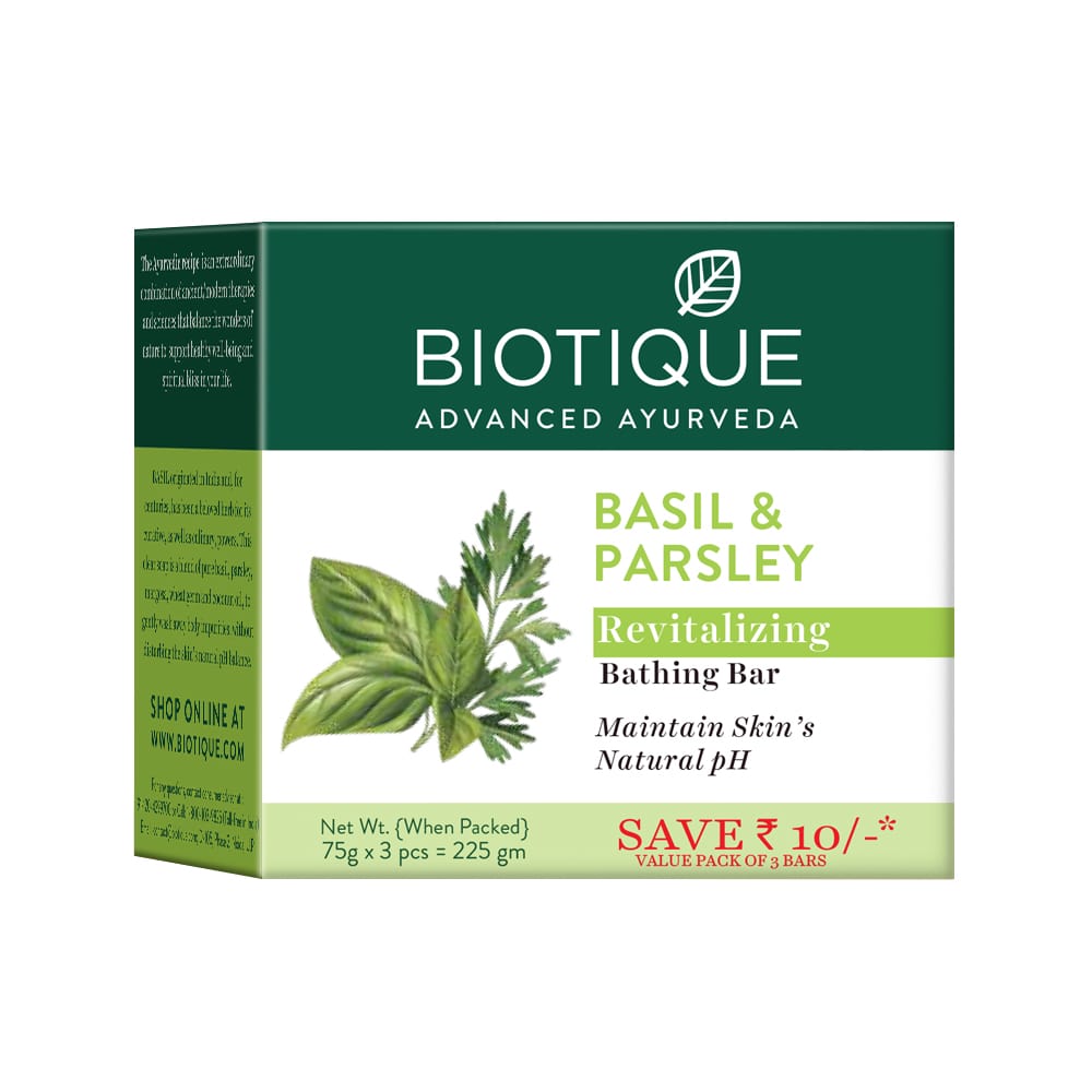 Biotique Basil & Parsley Revitalizing Bathing Bar, 75g - Image 5 - Buy from Indicrest