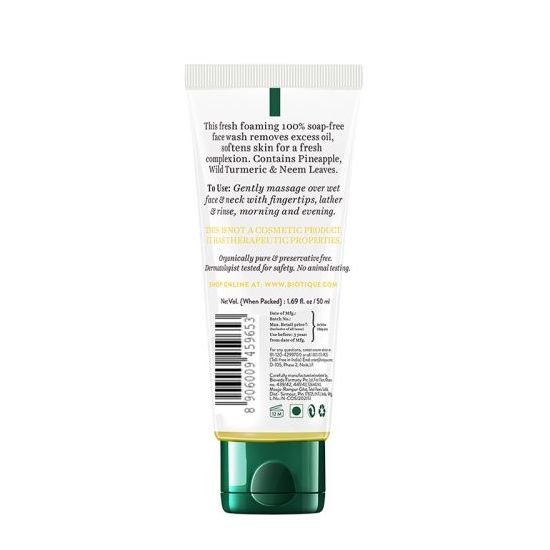 Biotique Pineapple Oil Control Foaming Face Wash, 50ml - Image 2 - Buy from Indicrest