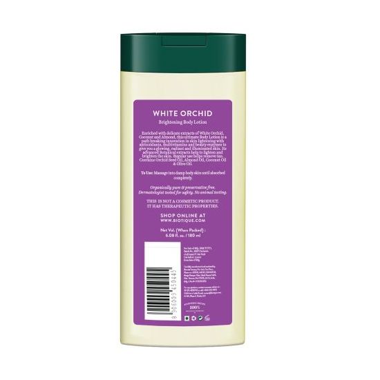 Biotique White Orchid Brightening Body Lotion For Extra Brightening & Radiance, 180ml - Image 2 - Buy from Indicrest