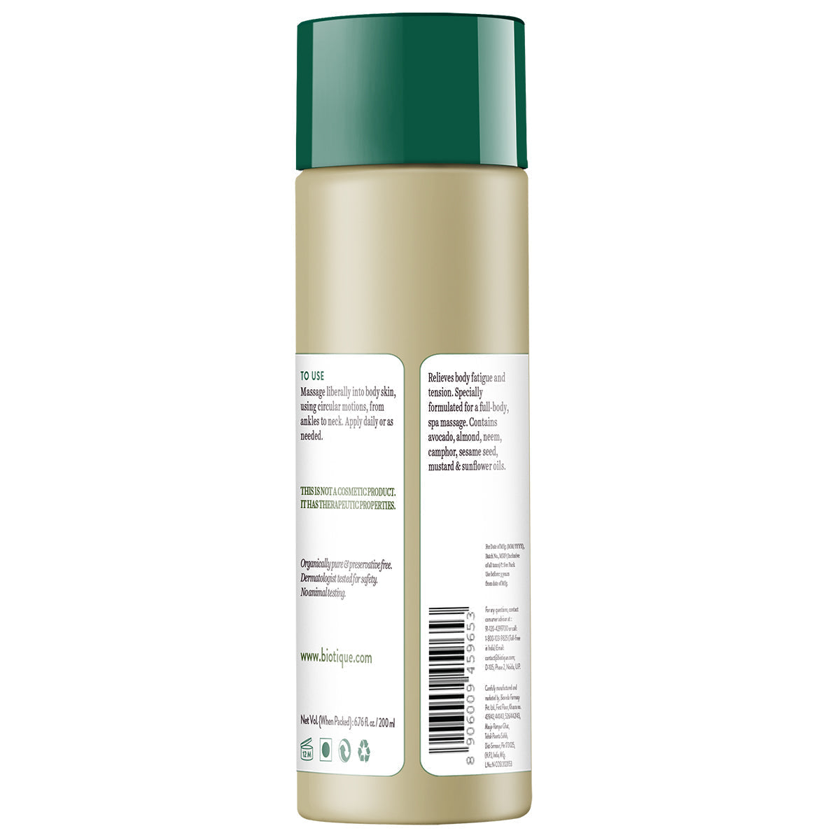 Biotique Avocado Stress Relief Body Massage Oil, 200ml - Image 2 - Buy from Indicrest