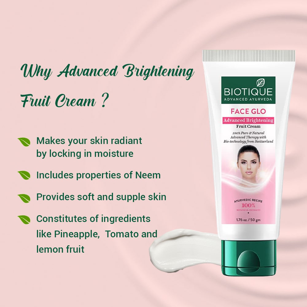 Biotique Face Glo Advanced Brightening Fruit Cream, 50g - Image 6 - Buy from Indicrest