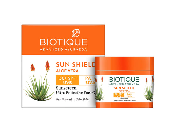 Biotique Sun Shield Aloe Vera 30+SPF Sunscreen Cream, 50g - Buy from Indicrest