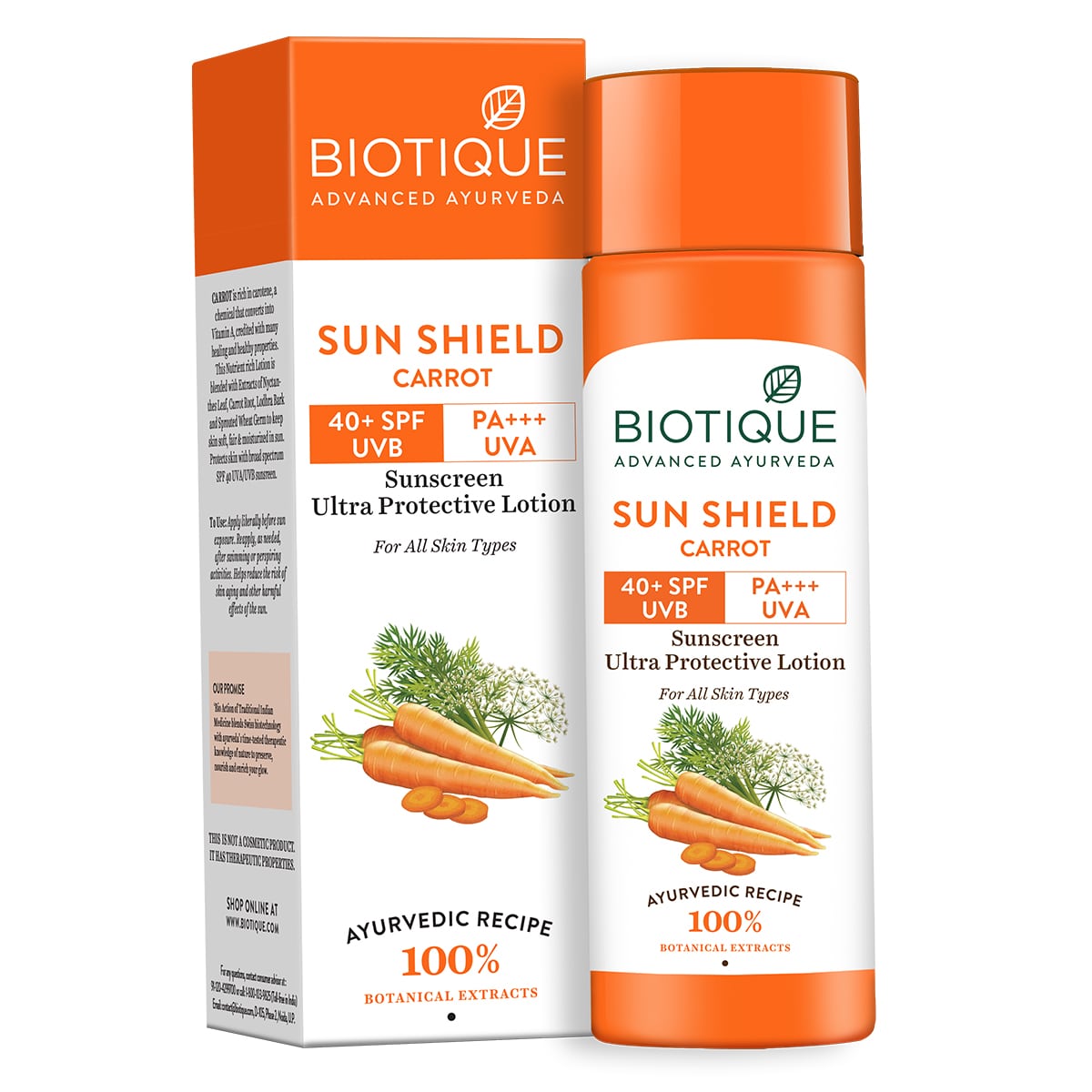 Biotique Sun Shield Carrot 40+SPF Sunscreen Lotion, 50ml - Image 2 - Buy from Indicrest