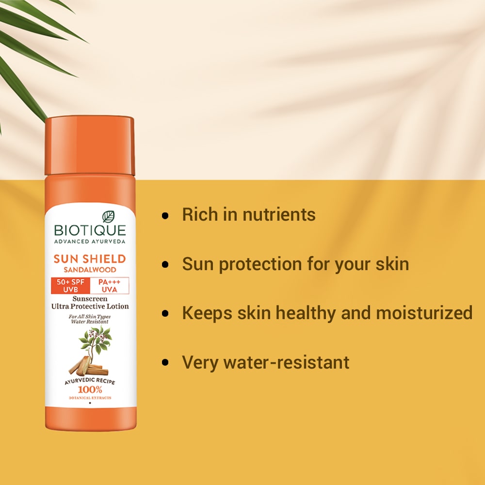 Biotique Sun Shield Sandalwood 50+SPF Sunscreen Lotion, 120ml (Pack of 2) - Image 5 - Buy from Indicrest