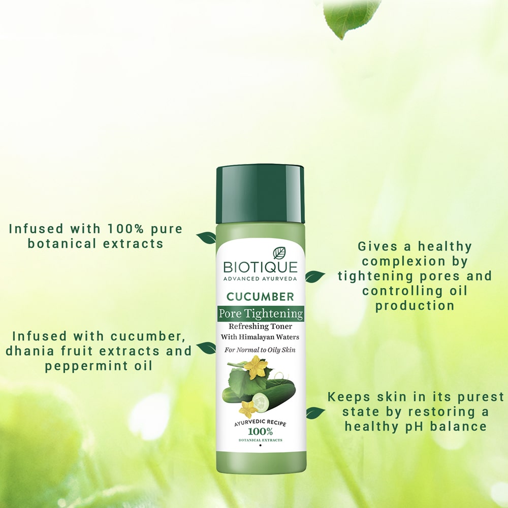 Biotique Cucumber Pore Tightening Refreshing Toner, 120ml - Image 4 - Buy from Indicrest
