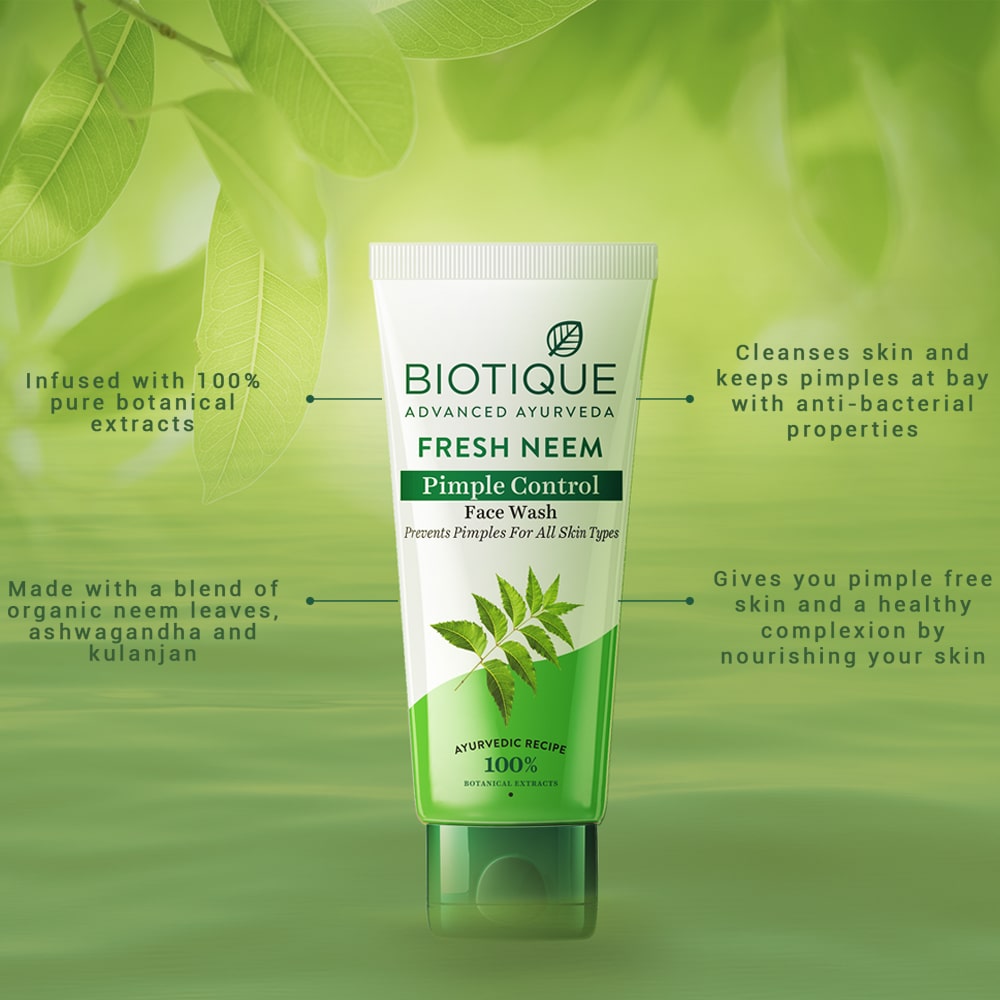 Biotique Fresh Neem Pimple Control Face Wash , 300ml - Image 3 - Buy from Indicrest