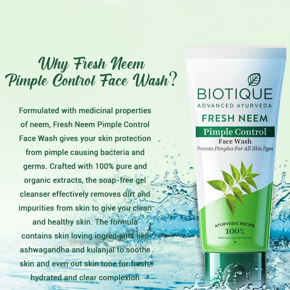 Biotique Fresh Neem Pimple Control Face Wash , 300ml - Image 5 - Buy from Indicrest