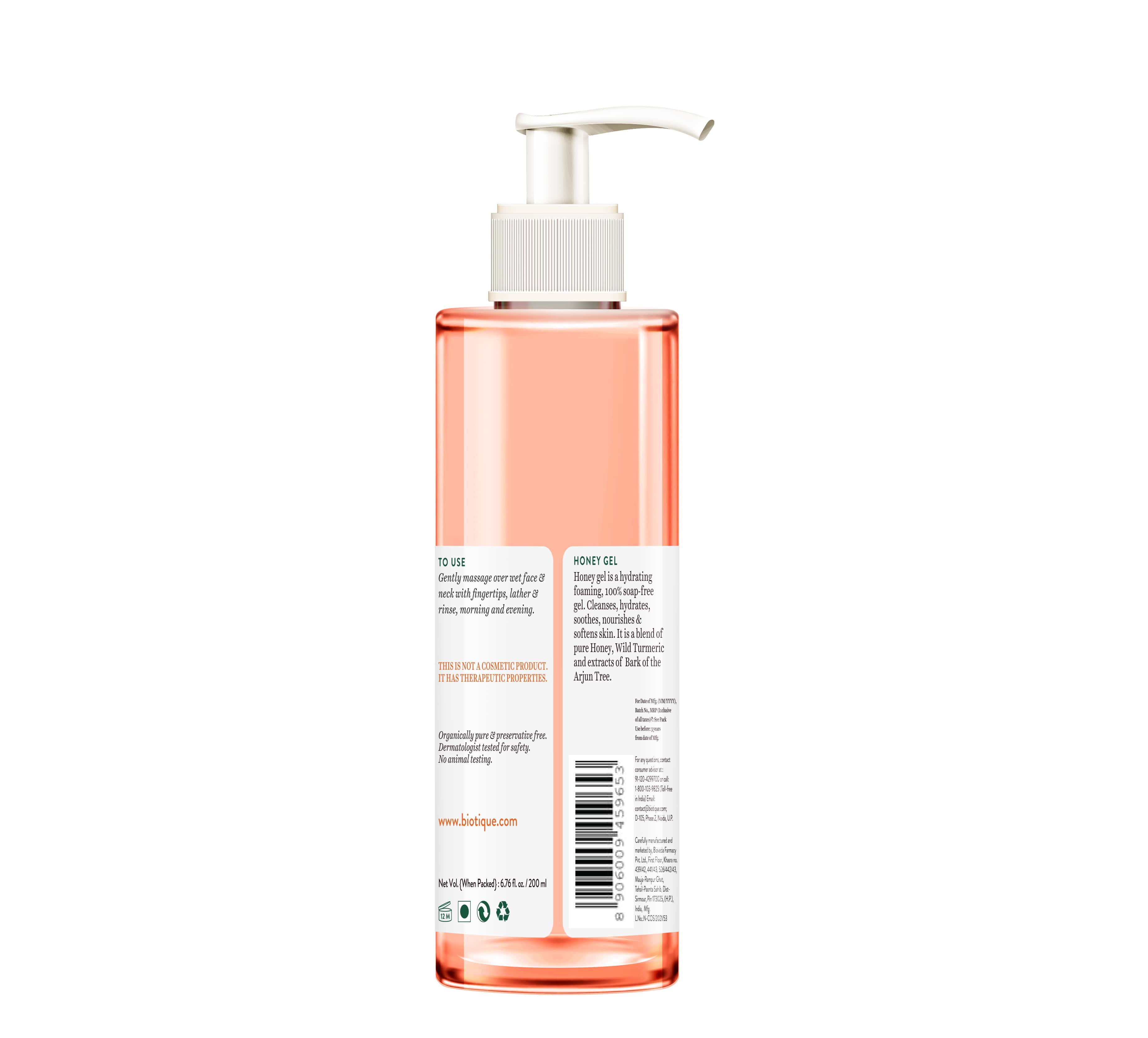 Biotique Honey Gel Soothe & Nourish Foaming Face Wash, 200ml - Image 2 - Buy from Indicrest