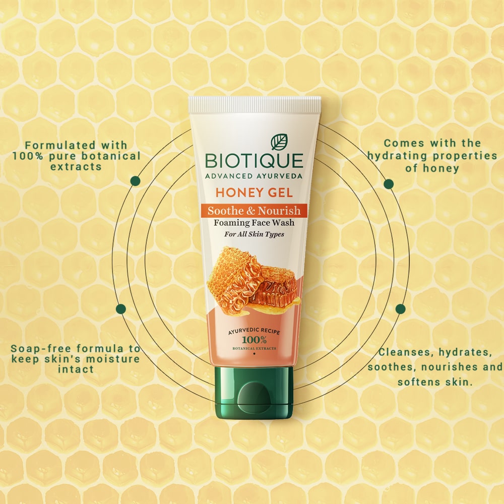 Biotique Honey Gel Soothe & Nourish Foaming Face Wash, 300ml - Image 3 - Buy from Indicrest