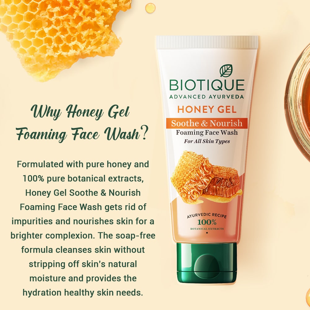 Biotique Honey Gel Soothe & Nourish Foaming Face Wash, 200ml - Image 7 - Buy from Indicrest