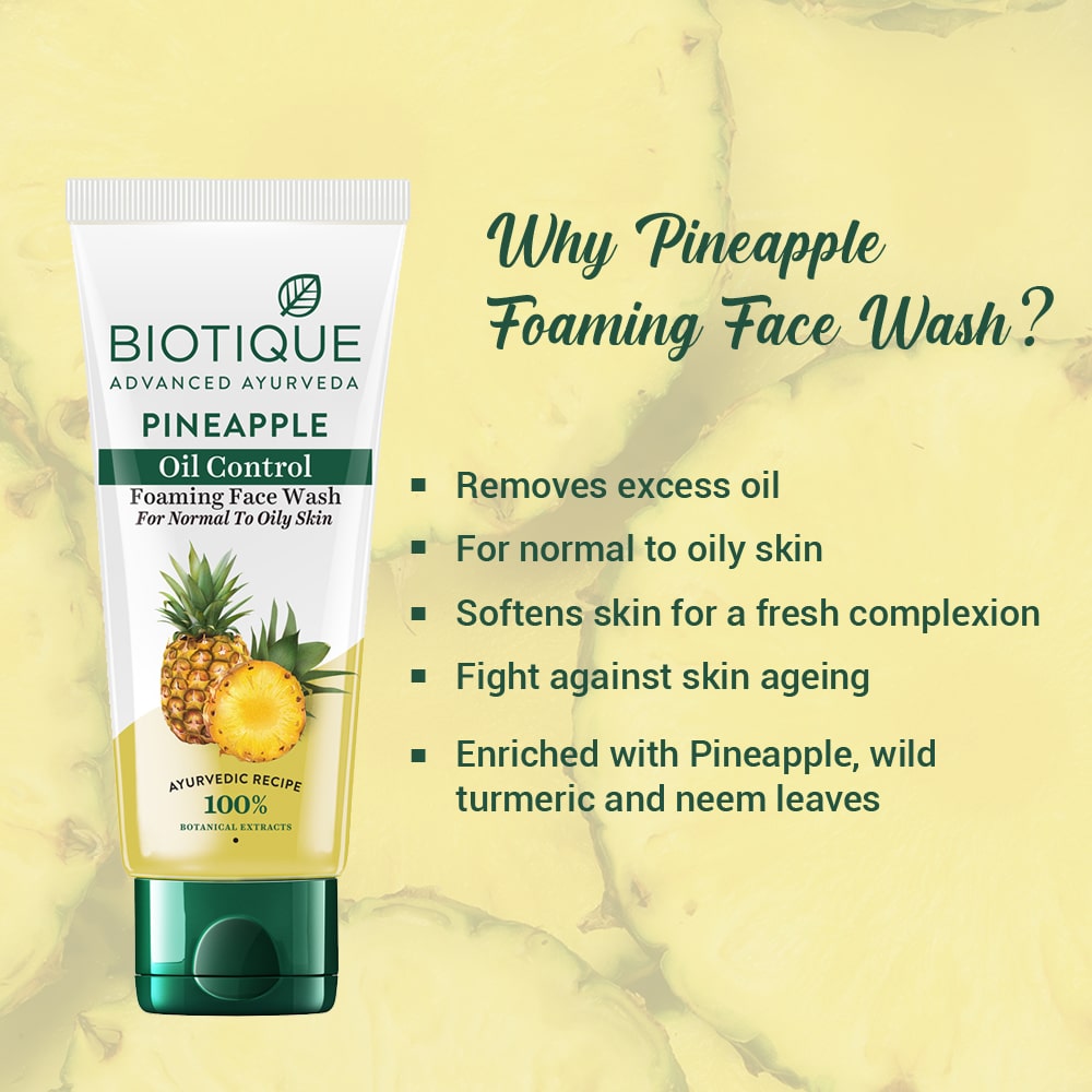 Biotique Pineapple Oil Control Foaming Face Wash, 100ml - Image 5 - Buy from Indicrest