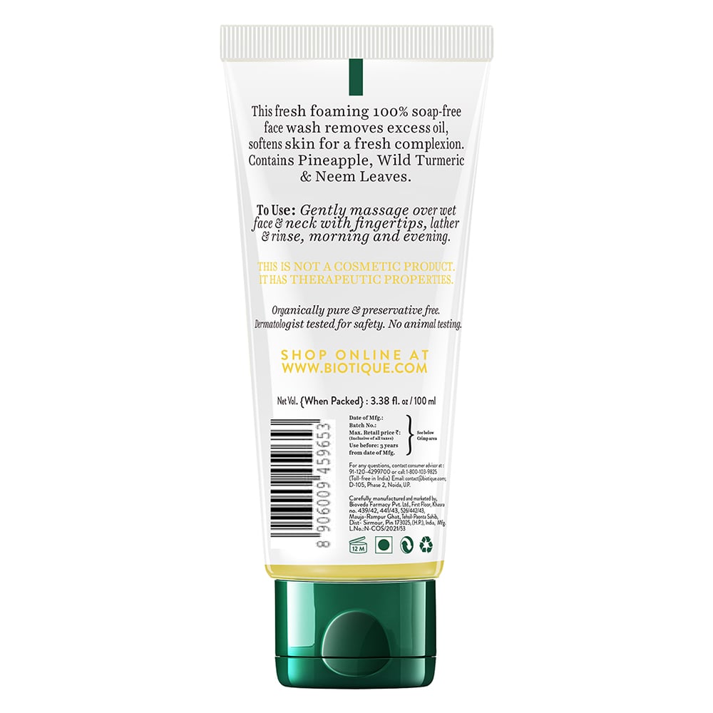 Biotique Pineapple Oil Control Foaming Face Wash, 100ml - Image 9 - Buy from Indicrest