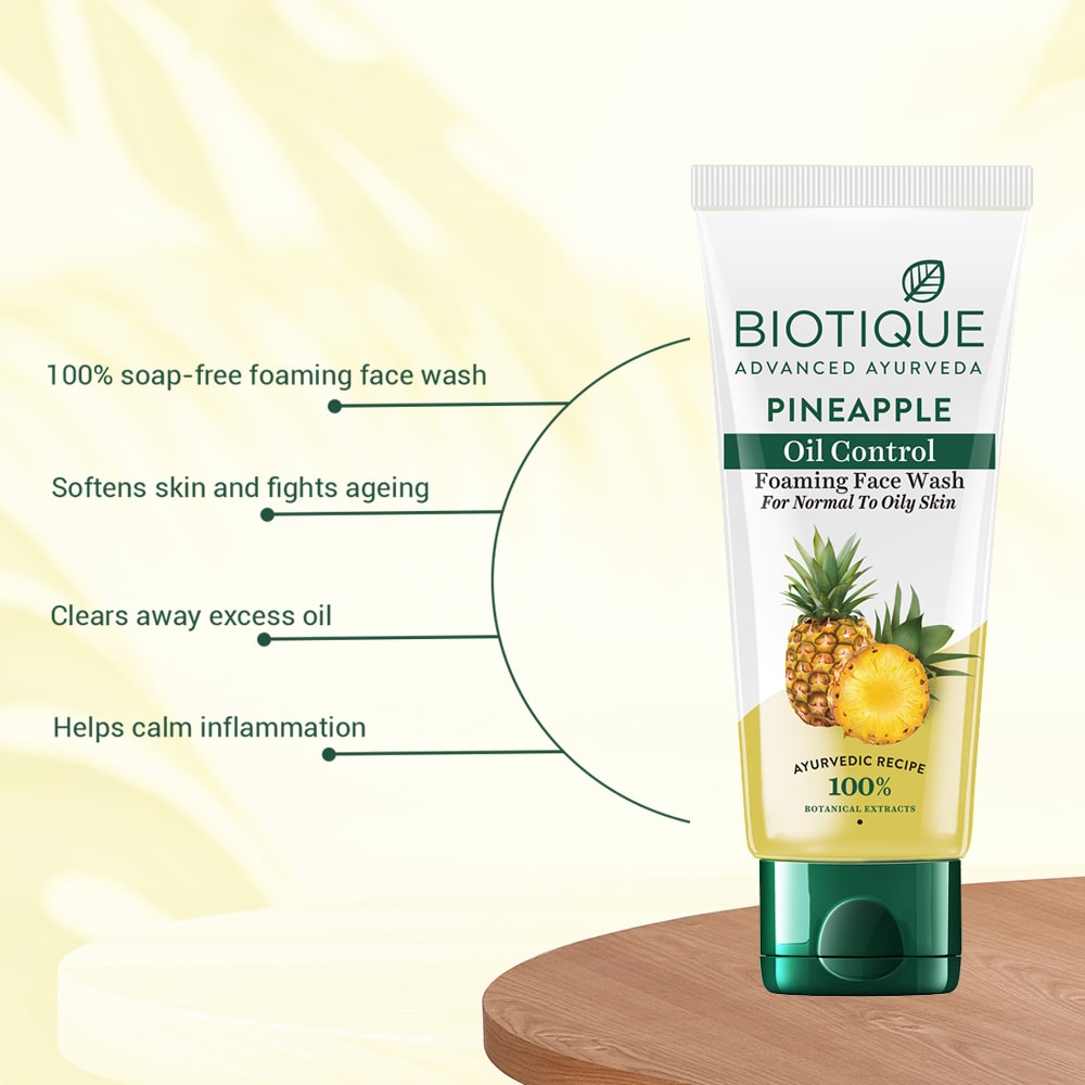 Biotique Pineapple Oil Control Foaming Face Wash, 200ml - Image 4 - Buy from Indicrest
