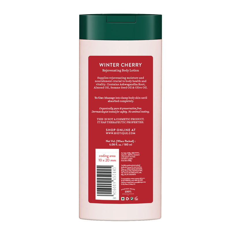Biotique Winter Cherry Rejuvenating Body Lotion, 180ml - Image 2 - Buy from Indicrest