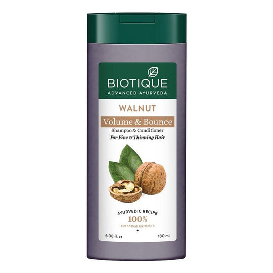 Biotique Walnut Volume & Bounce Shampoo and Conditioner, 180ml - Buy from Indicrest
