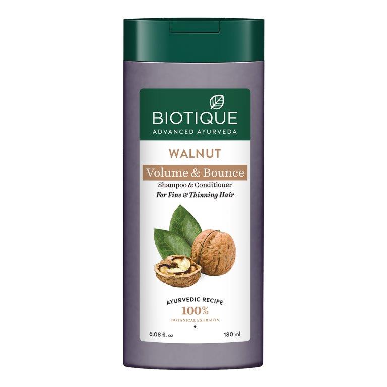 Biotique Walnut Volume & Bounce Shampoo and Conditioner, 180ml - Buy from Indicrest