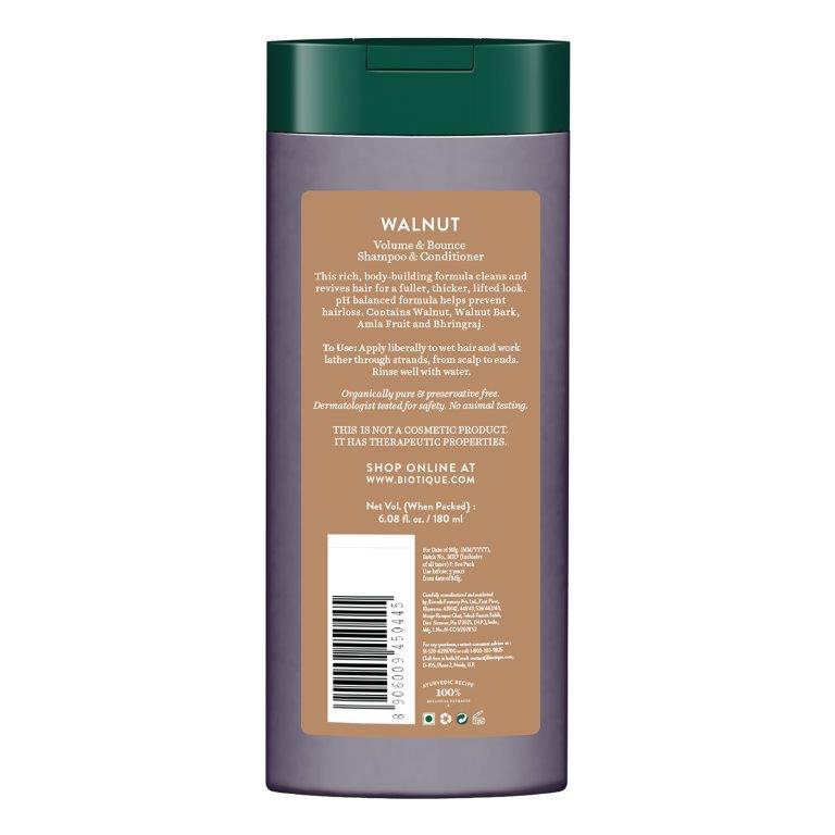 Biotique Walnut Volume & Bounce Shampoo and Conditioner, 180ml - Image 2 - Buy from Indicrest