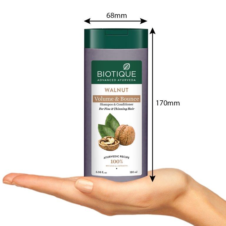 Biotique Walnut Volume & Bounce Shampoo and Conditioner, 180ml - Image 3 - Buy from Indicrest