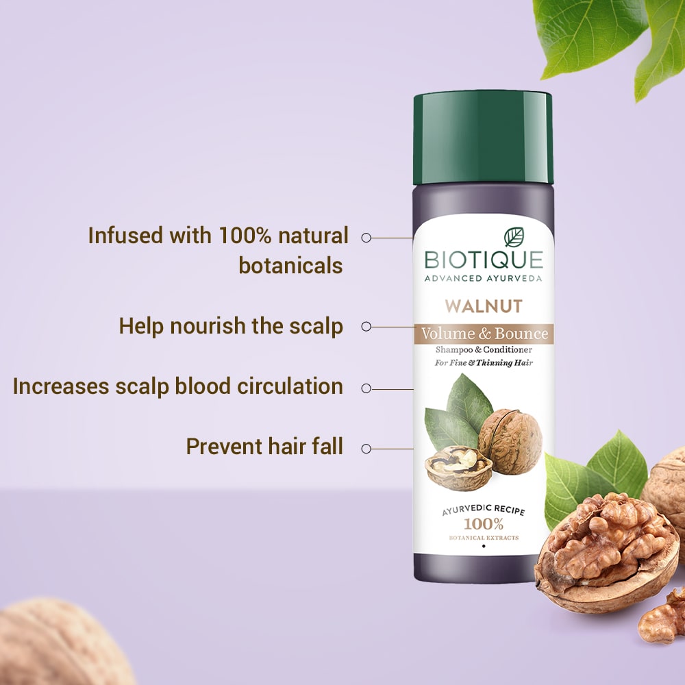 Biotique Walnut Volume & Bounce Shampoo and Conditioner, 190ml - Image 2 - Buy from Indicrest