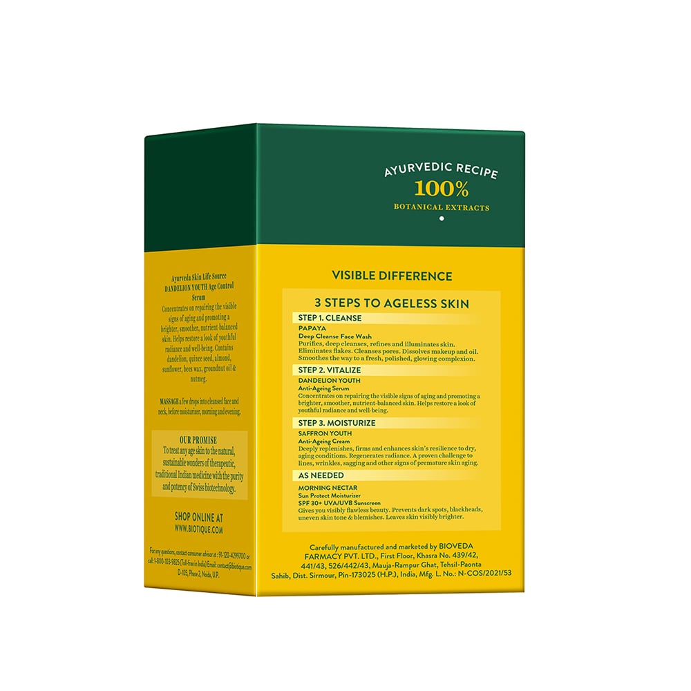 Biotique Dandelion Youth Anti-Ageing Serum, 190ml - Image 9 - Buy from Indicrest