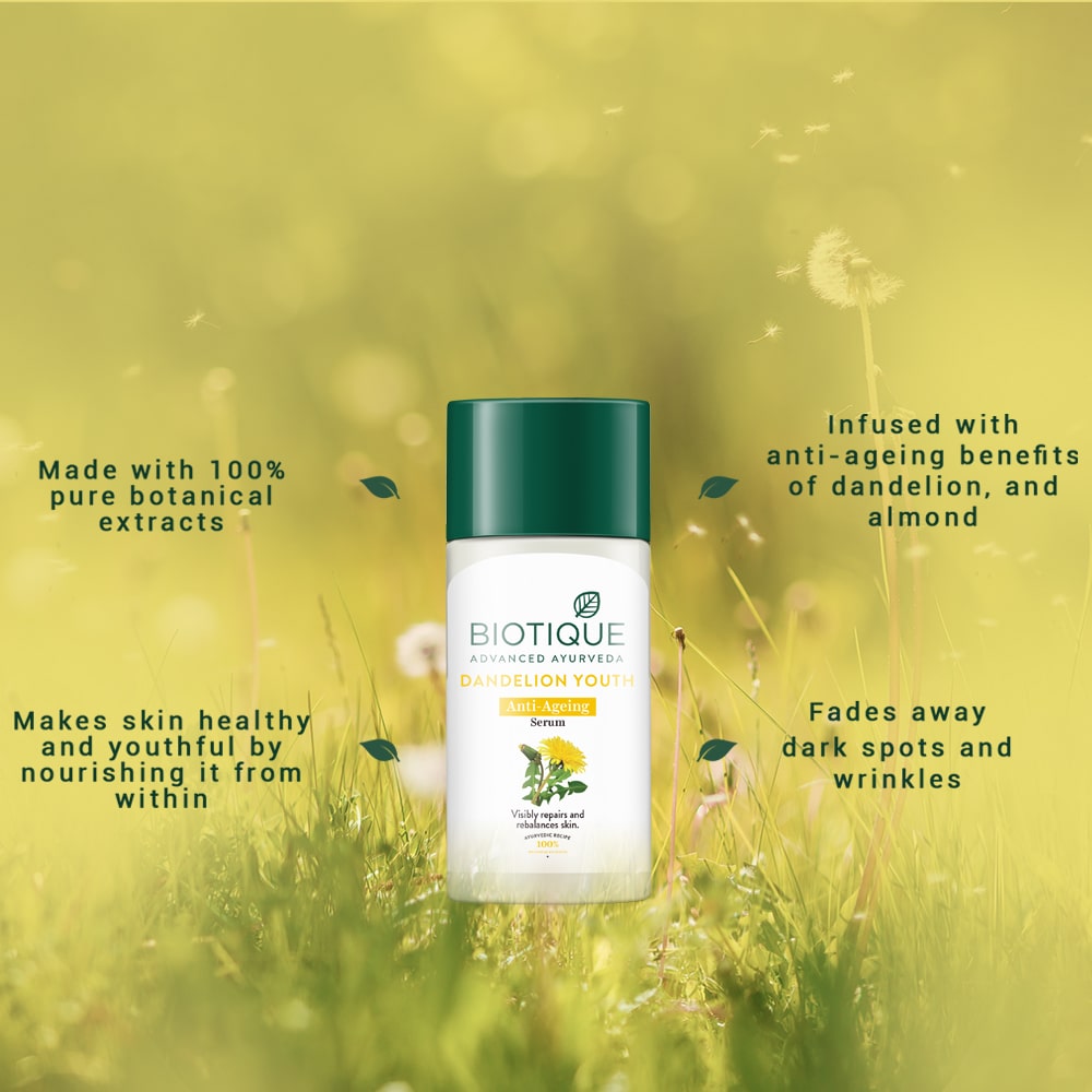 Biotique Dandelion Youth Anti-Ageing Serum, 190ml - Image 3 - Buy from Indicrest