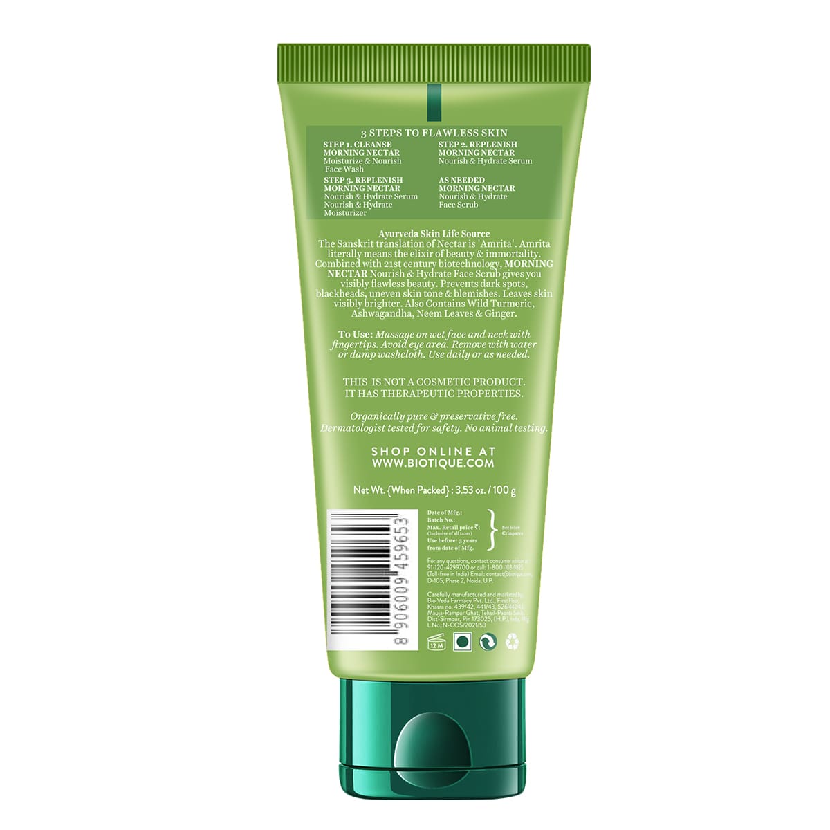 Biotique Morning Nectar Nourish & Hydrate Face Scrub, 100g - Image 2 - Buy from Indicrest