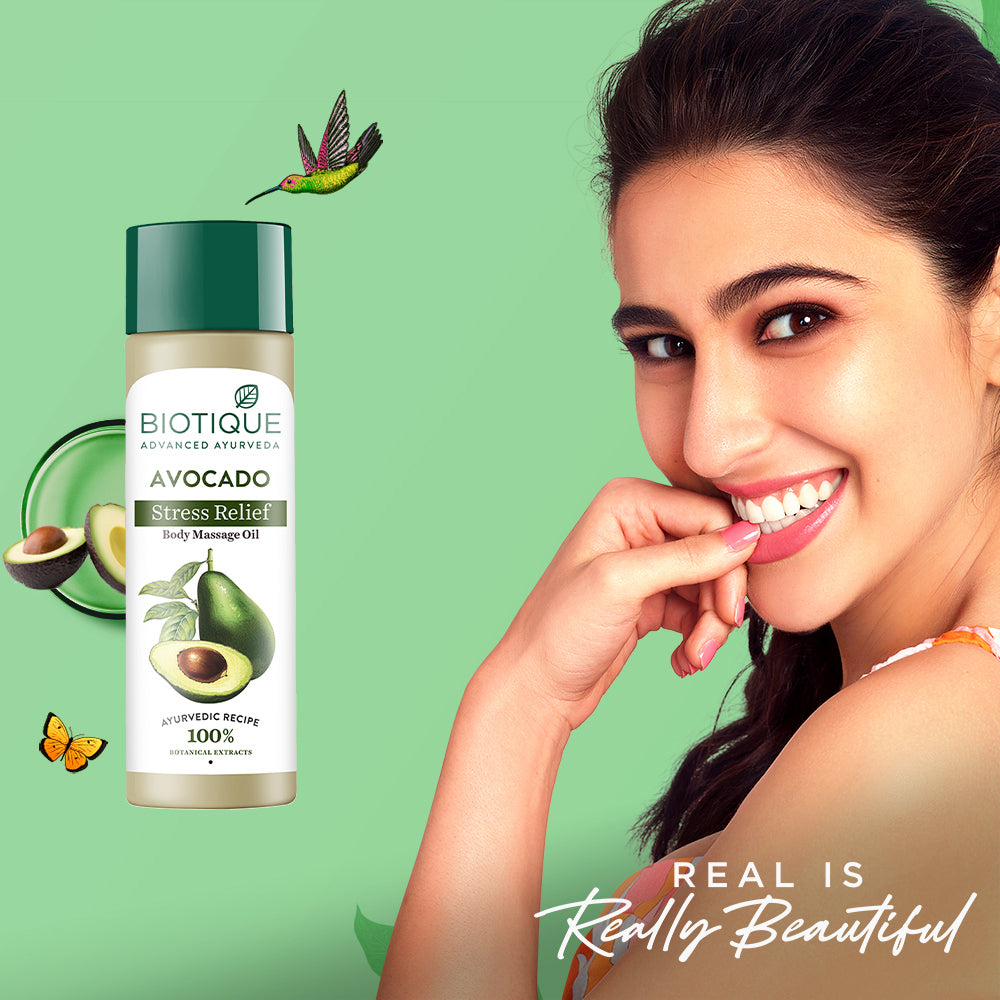 Biotique Avocado Stress Relief Body Massage Oil, 200ml - Image 5 - Buy from Indicrest