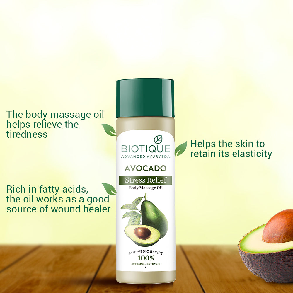 Biotique Avocado Stress Relief Body Massage Oil, 200ml - Image 6 - Buy from Indicrest