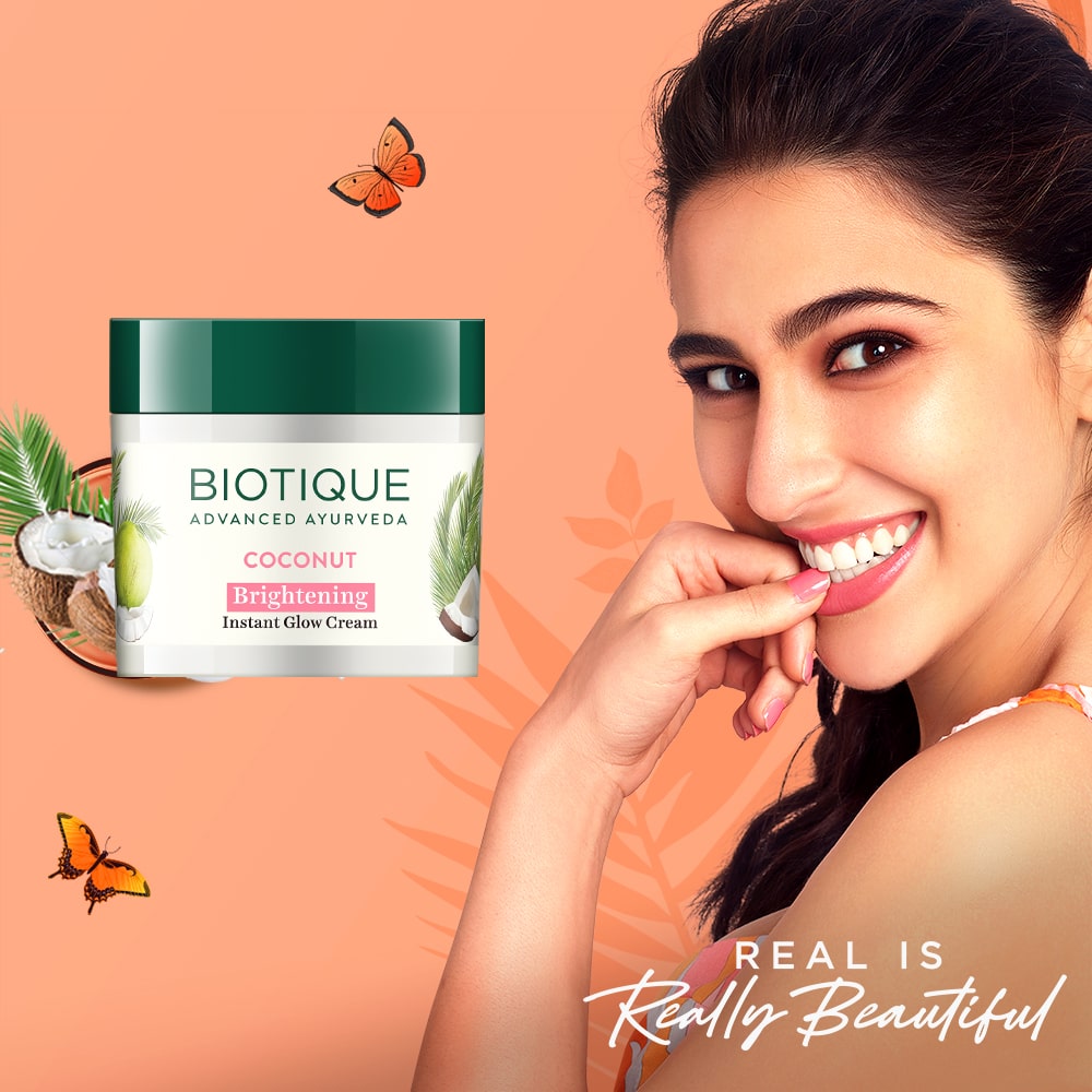 Biotique Coconut Brightening Instant Glow Cream, 100g - Image 2 - Buy from Indicrest