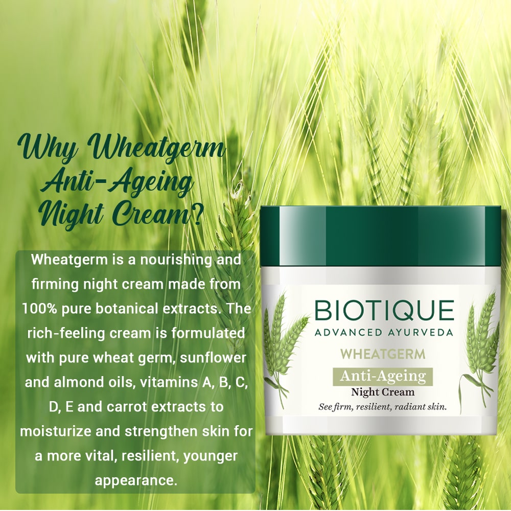 Biotique Wheatgerm Anti-Ageing Night Cream, 50g - Image 6 - Buy from Indicrest
