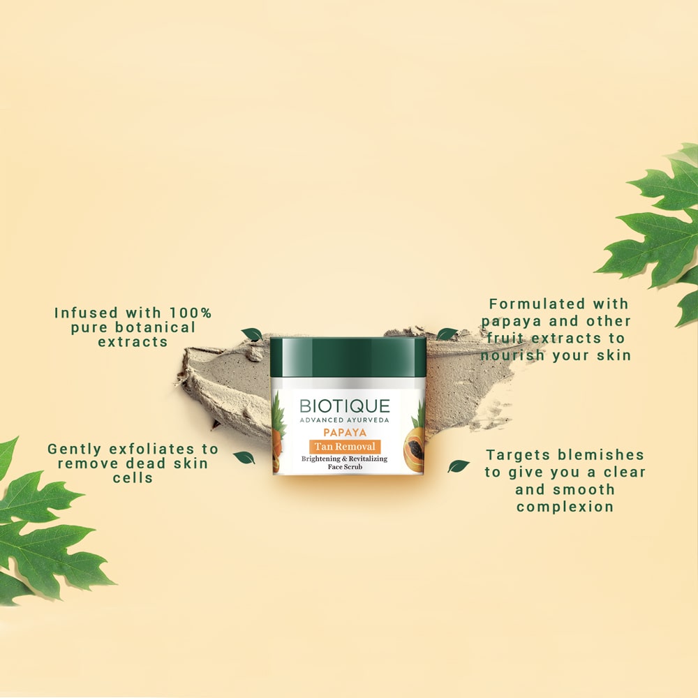 Biotique Papaya Tan Removal Brightening & Revitalizing Face Scrub, 75g - Image 5 - Buy from Indicrest